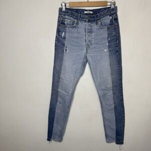 GRLFRND Karolina High‎ Rise Two Tone Blue Skinny Jeans Thunder Road Womens 26